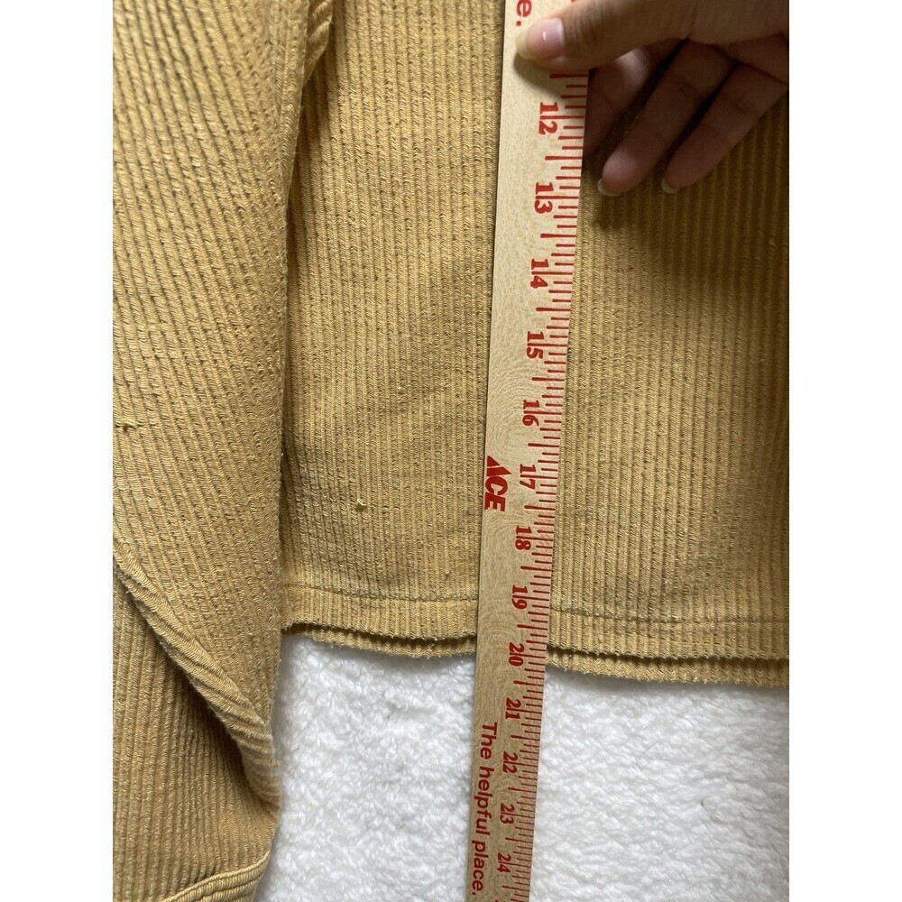 American Eagle Hoodie Women’s M Yellow Ribbed Knit Button Front Long Sleeve - Picture 11 of 11